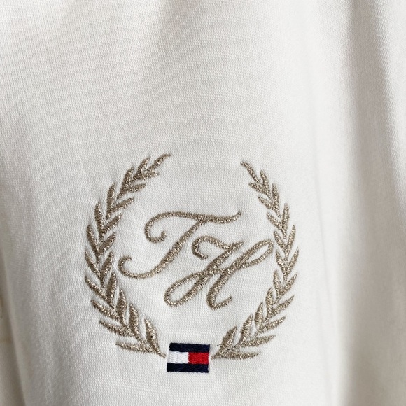 Tommy Hilfiger Logo White Pullover Crew Neck Sweatshirt Popover Zip Preppy XXL - Picture 3 of 9